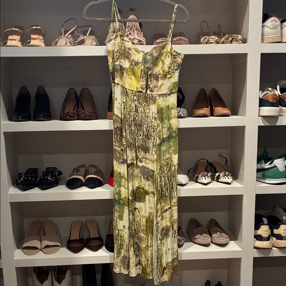 Zara Green and Brown Midi Dress - Picture 2 of 4